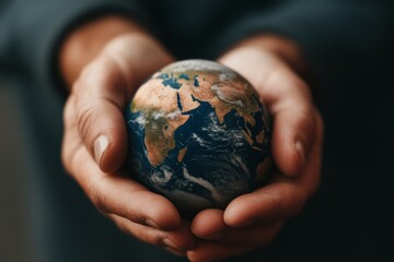 Hand on globe