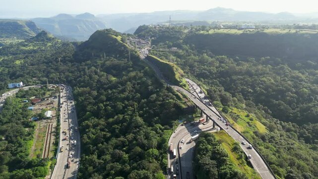 beautiful lonavala ghatroad in winter season bird eye view in maharashtra