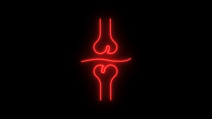 Joint Bone Icon. Neon Bone Icon. Anatomical Icon of Joint Pain, Arthritis, Osteoarthritis, and Inflammation in Knee, Foot, and Leg - Medical and Orthopedic Science Illustration.