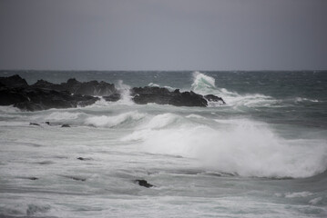폭풍이 몰아치는 제주의 바다