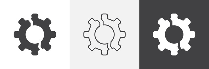 Broken gear icon set. vector illustration.