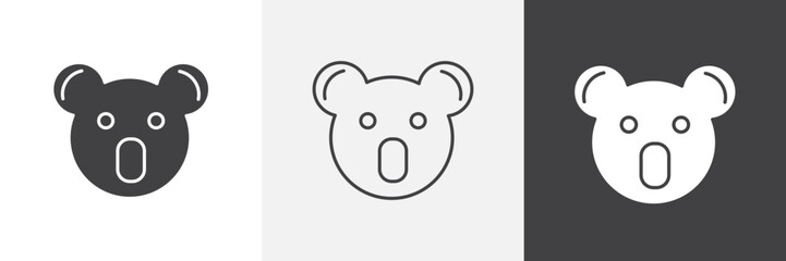 Koala head icon set. vector illustration.