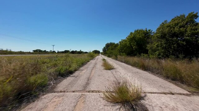 An FPV view of an old alignment of Route 66 that is no longer used in Erick, Oklahoma