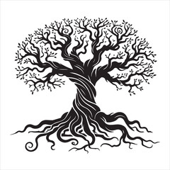 Tree Logo of life silhouette Clipart - Celtic tree Illustration Design