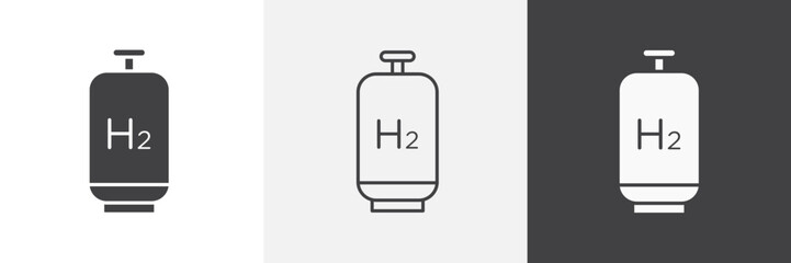 Hydrogen gas tank icon set. vector illustration.