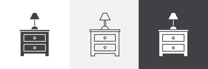 Bedside table icon set. vector illustration.