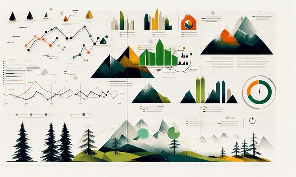 Analytical Mountain Data Visualization Nature Graphics Infographic Charts Diagrams Green