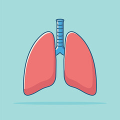 Human Lungs Organ Cartoon Vector Icon Illustration. Education Object Icon Concept Isolated Premium Vector. Flat Cartoon Style