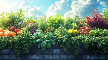 Obraz premium Vibrant Urban Rooftop Garden with Colorful Plants