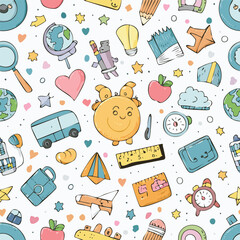 Children's toy hand drawn seamless pattern