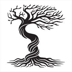 Obraz premium Logo tree of life silhouette Clipart Design - silhouette Clipart Design