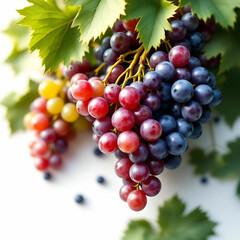 Fototapeta premium Grapes with green leaves