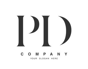 PD logo design. Initial letter p and d serif font style. Creative classic company name typography. Trendy logotype or identity.