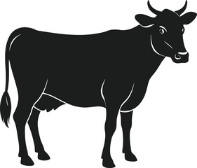 Cow Silhouette Vector Illustration - Farm Animal Graphic Design