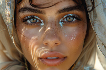 Generative AI Portrait of Arabian Woman in Traditional Veil in Desert Setting