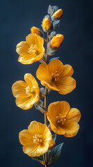 This image shows a yellow medicinal verbascum flower without blurs,and a clean studio shot of the flower