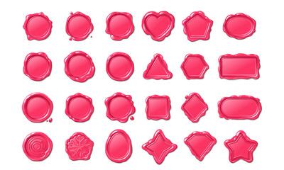 vector vintage isolated pink wax seal stamps set