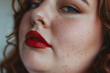 Naklejka premium Portrait photo of a smiling beautiful body positive woman created with ai generative