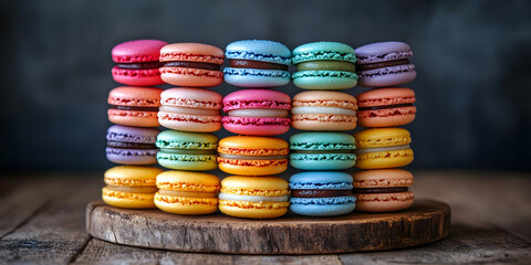 Photo Colorful Macarons French Dessert Sweet Treats