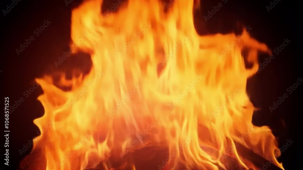 Aufkleber Blazing Inferno: A mesmerizing display of vibrant flames, dancing and swirling with intense heat, captured in a close-up shot that evokes a sense of both awe and danger.
