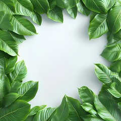 Fototapeta premium Tropical leaves on a white background, realistic studio photo