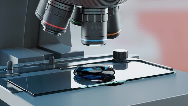 Abstract funny animation of a clot of mucus under a microscope. Scientific study of exotic organisms using a microscope. 3D rendering.