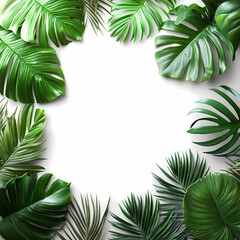 Tropical leaves on a white background, realistic studio photo