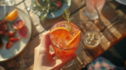 A person enjoying a mocktail at a social gathering proving that mindful drinking can still be enjoyable and social.