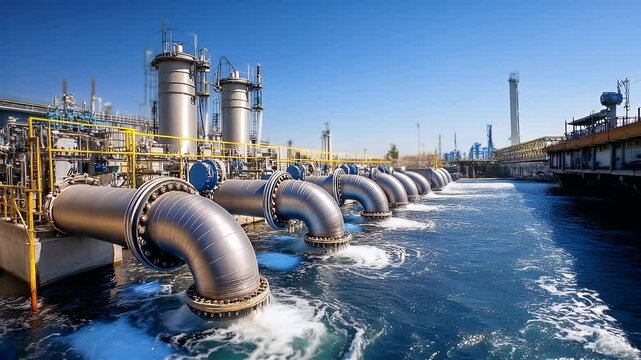 An industrial refinery processes oil, showcasing the intersection of energy and the environment.