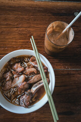 Pork chop noodles, a classic street food in Macau, China