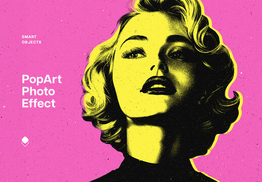 Pop Art Cartoons Photo Effect Mockup