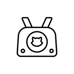 Pet carrier symbol. Comfortable animal travel. Cat carrier outline vector icon. Cage cat and dog. Carrier crate. Animals. Isolated vector illustration.