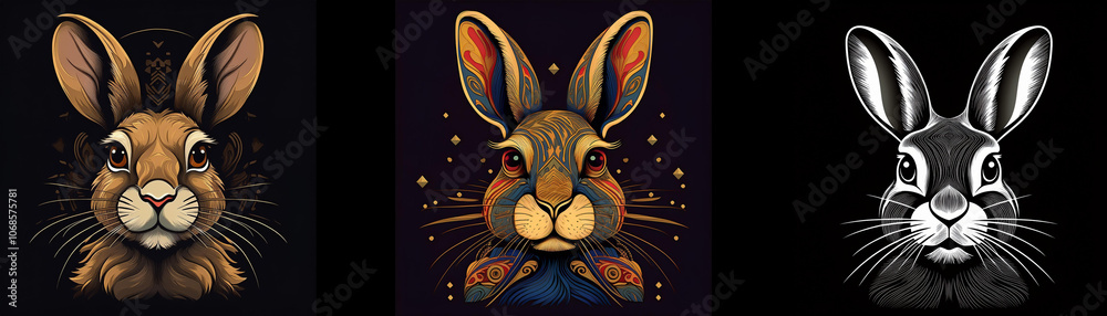 Poster Close-up portrait of a rabbit with large ears.