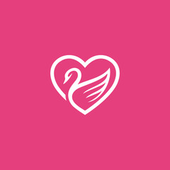 Swan Heart Logo design vector template