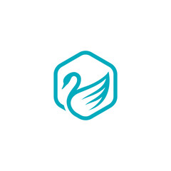 Hexagon Swan Logo design vector template