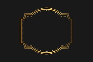 Elegant vintage gold retro frame on black background, with patterns, with empty space . Vector illustration