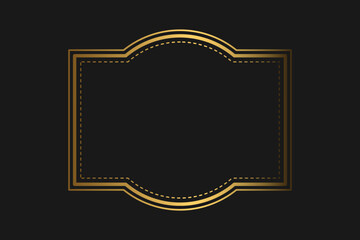 Elegant vintage gold retro frame on black background, with patterns, with empty space . Vector illustration