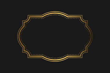 Elegant vintage gold retro frame on black background, with patterns, with empty space . Vector illustration