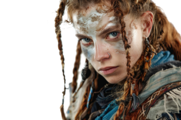 viking woman isolated on white or transparent png