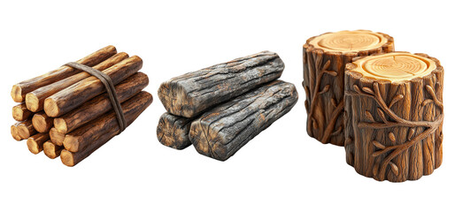 Wooden Logs and Bundles for Rustic Decor
