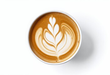 Creamy Latte with Heart Foam Art, Captured from Above Angle