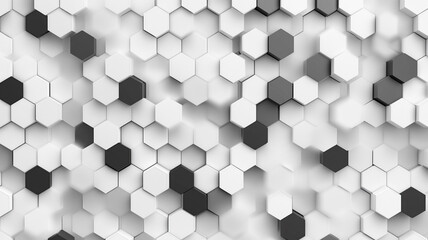 Abstract pattern of interconnected hexagons in black and white creating a modern design