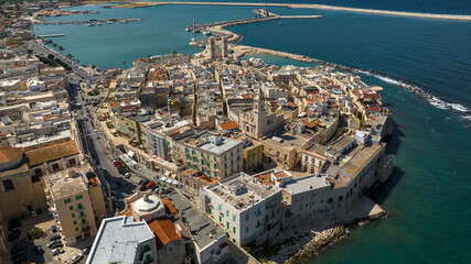 Aerial view of the historic center of Molfetta, in the province of Bari, Puglia, Italy. The Old...