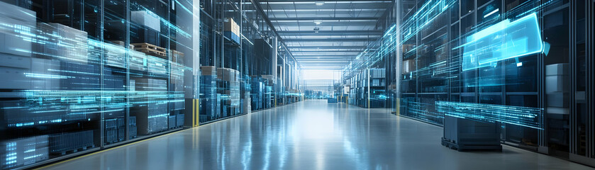 Fototapeta premium Illustration - Automated Warehouse, Inventory Management, Logistics Technology