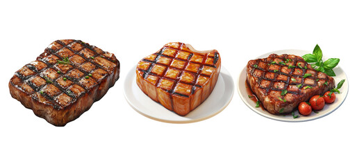 Obraz premium Grilled Meat Varieties on White Background