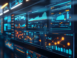 Naklejka premium 3D Illustration - Financial Data Analysis Dashboard