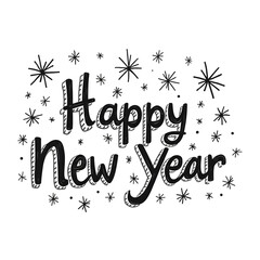 Illustration of Merry Christmas, Happy New Year Doodle	
