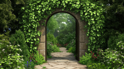 Fototapeta premium Old Stone Archway Covered in Ivy