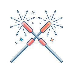 streamers with confetti vector art,  flat illustration streamers with confetti icon.