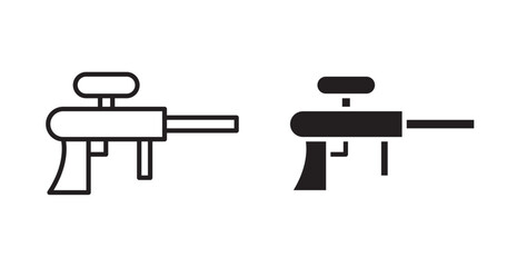 Paintball gun icon. thin stroke and solid.